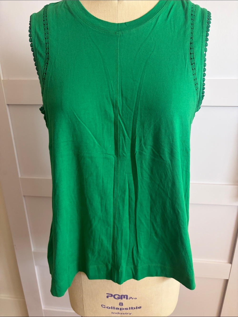 Johnny Was Kelly Green Crochet-Trim Sleeveless Tank